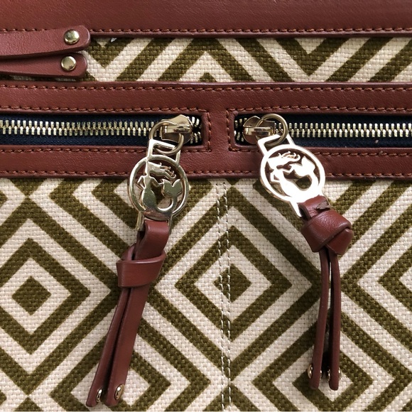Spartina 449 Brown and Cream/Olive Geometric Crossbody Bag - Picture 2 of 5